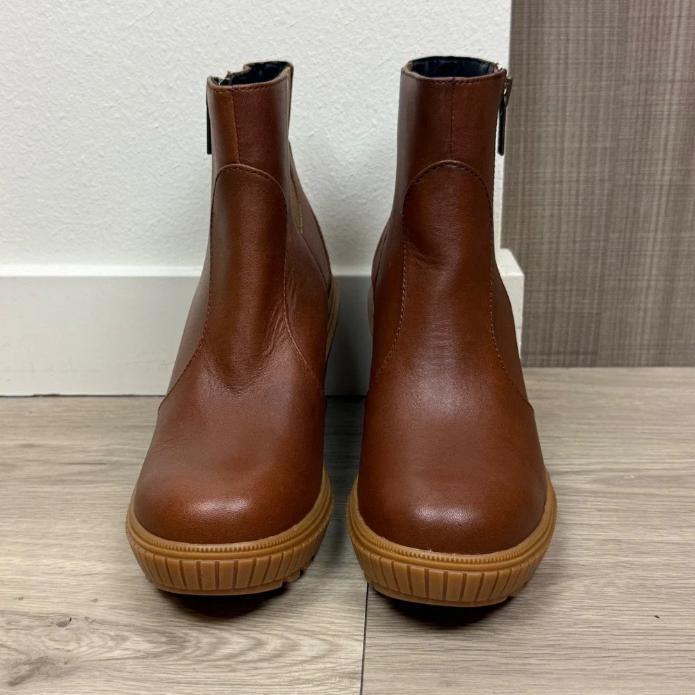 NWOB Sorel Brown‎ Ona Ave Zip Wedge Ankle Bootie